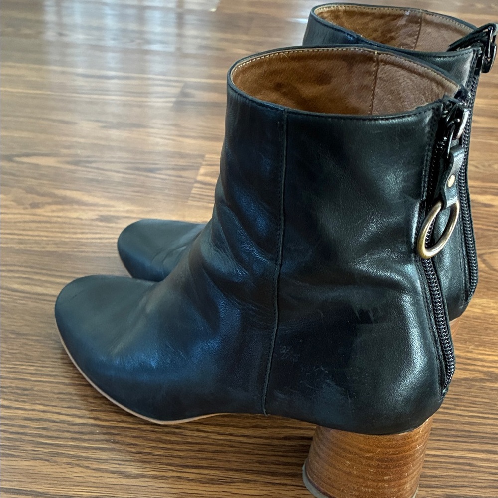 Elegant Black Leather Ankle Booties